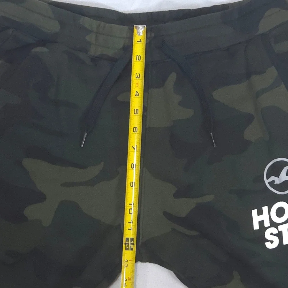Hollister Camo Fleece Joggers Mens L Sweatpants Green Drawstring Logo Comfy